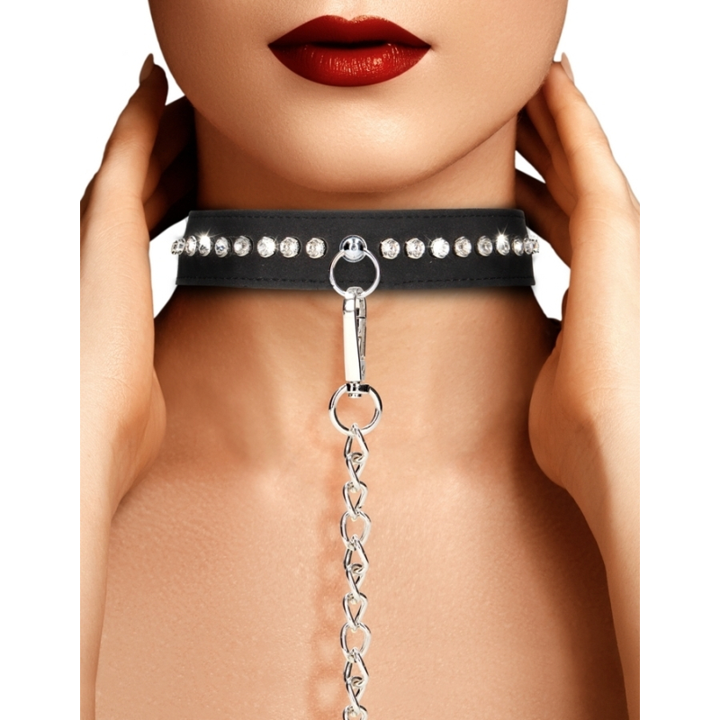 collier laisse a strass diamond studded noir 1