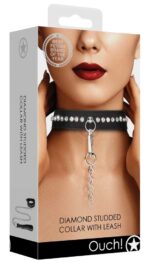 collier laisse a strass diamond studded noir 2