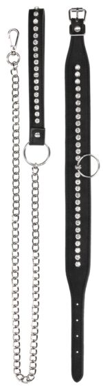 collier laisse a strass diamond studded noir 4
