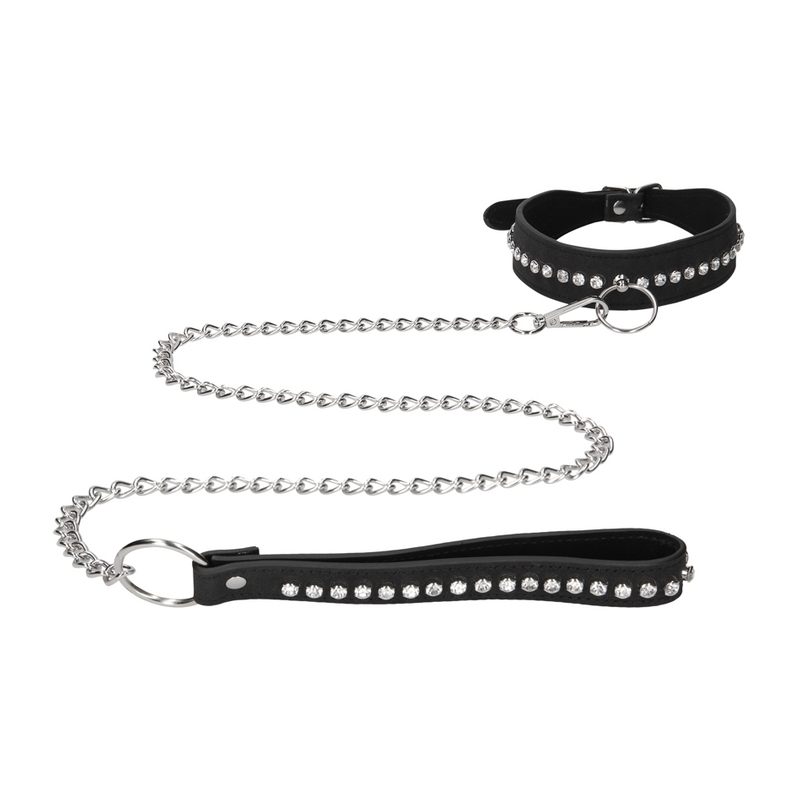 collier laisse a strass diamond studded noir