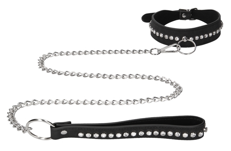 collier laisse a strass diamond studded noir