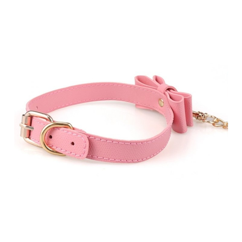 collier laisse bow rose 3