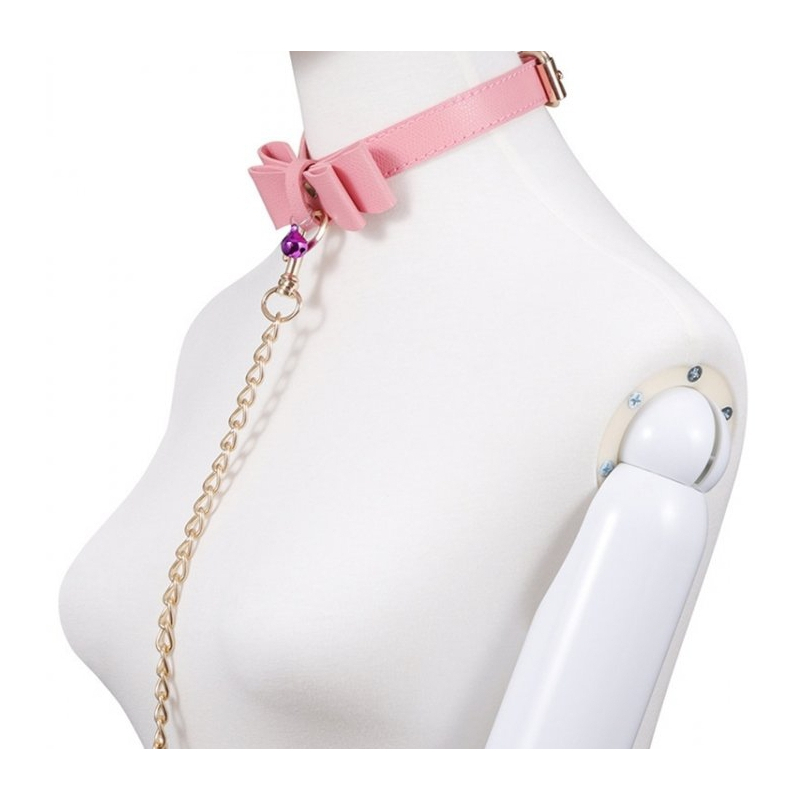 collier laisse bow rose 4