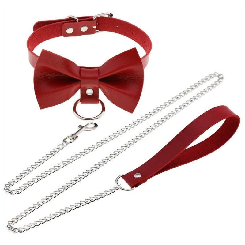 collier laisse bowy slave rouge