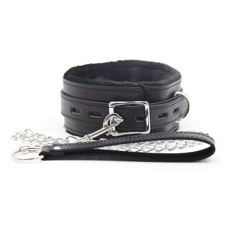 collier laisse fur noir 1