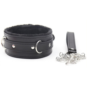collier laisse fur noir