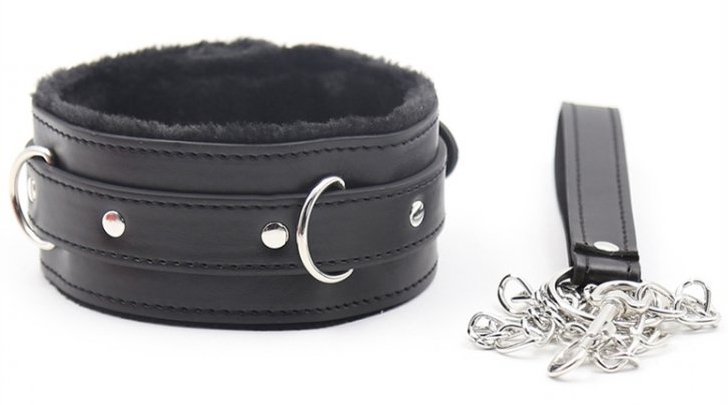collier laisse fur noir
