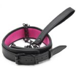 collier laisse noir rose