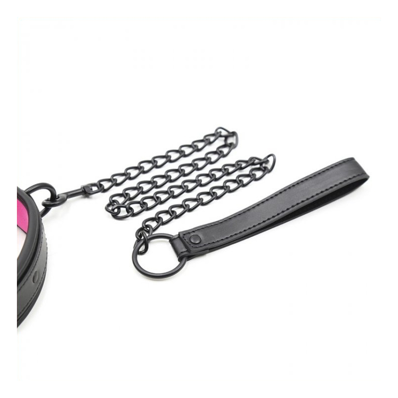 collier laisse noir rose 2