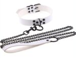 collier laisse punk blanc