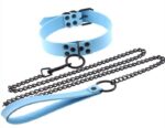 collier laisse punk bleu ciel