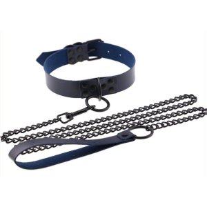 collier laisse punk bleu marine