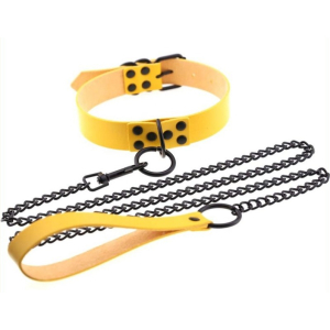 collier laisse punk jaune