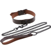 collier laisse punk marron