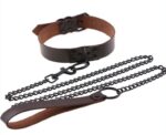 collier laisse punk marron