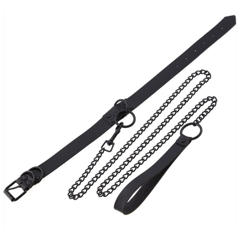 collier laisse punk noir 1