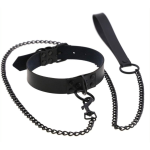 collier laisse punk noir