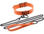 collier laisse punk orange