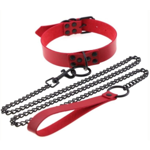 collier laisse punk rouge