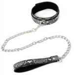 collier laisse snakine noir argente 1