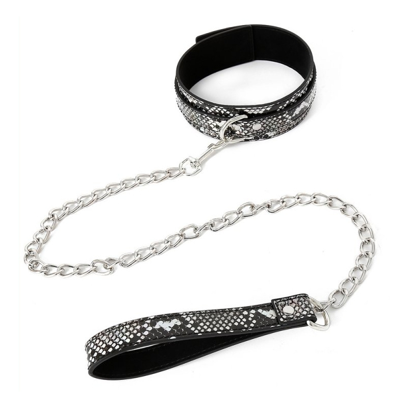 collier laisse snakine noir argente 1