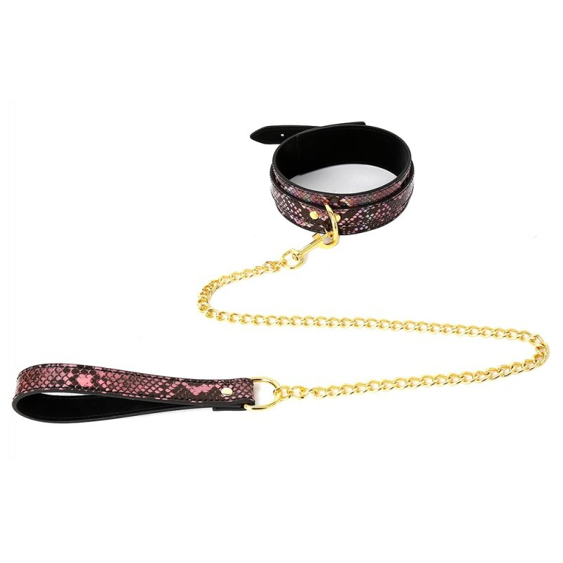 collier laisse snakine noir rose 1