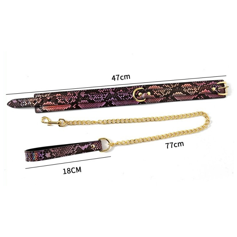 collier laisse snakine noir rose 2