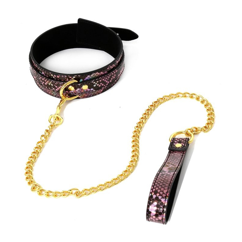 collier laisse snakine noir rose 5