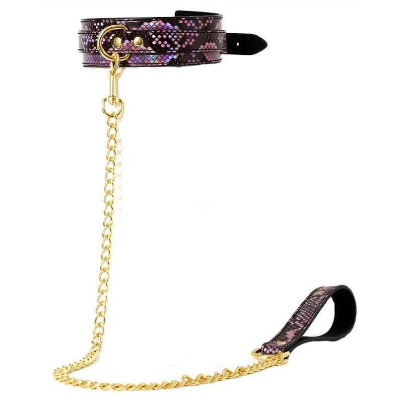 collier laisse snakine noir rose