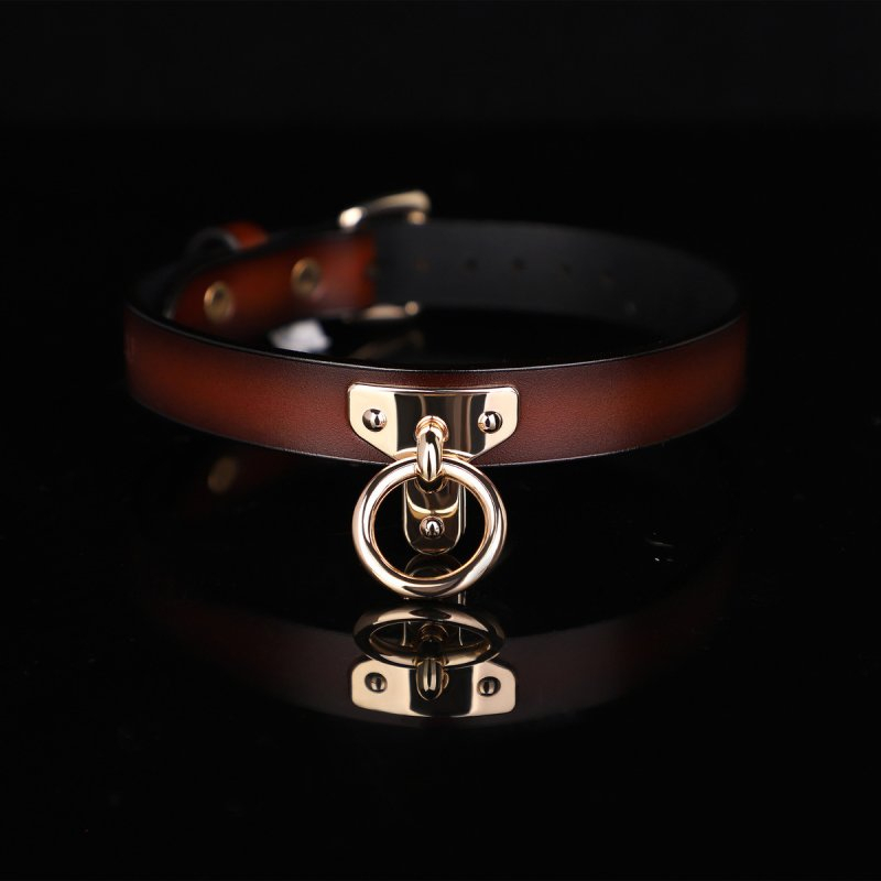 collier laisse tee ring marron 1