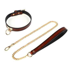 collier laisse tee ring marron