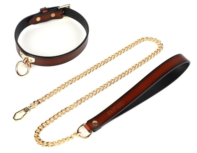 collier laisse tee ring marron