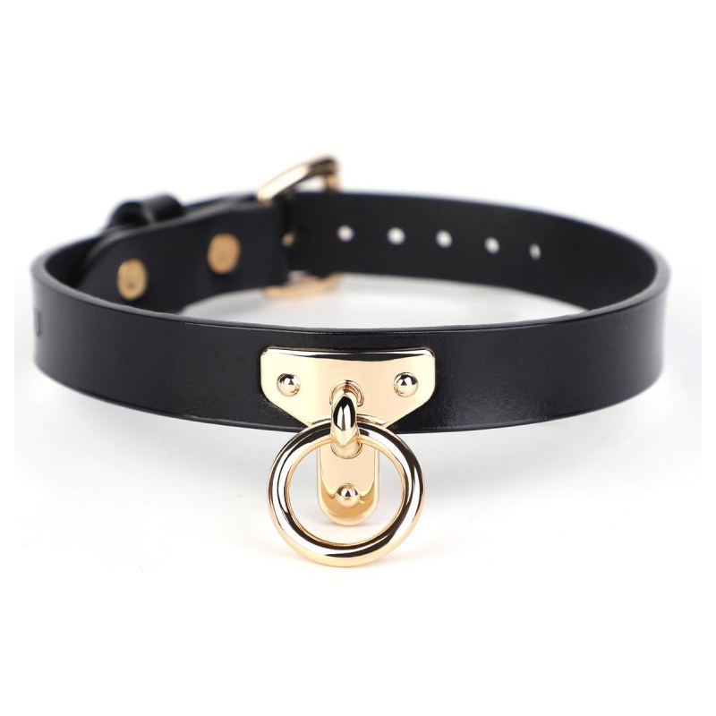 collier laisse tee ring noir 1