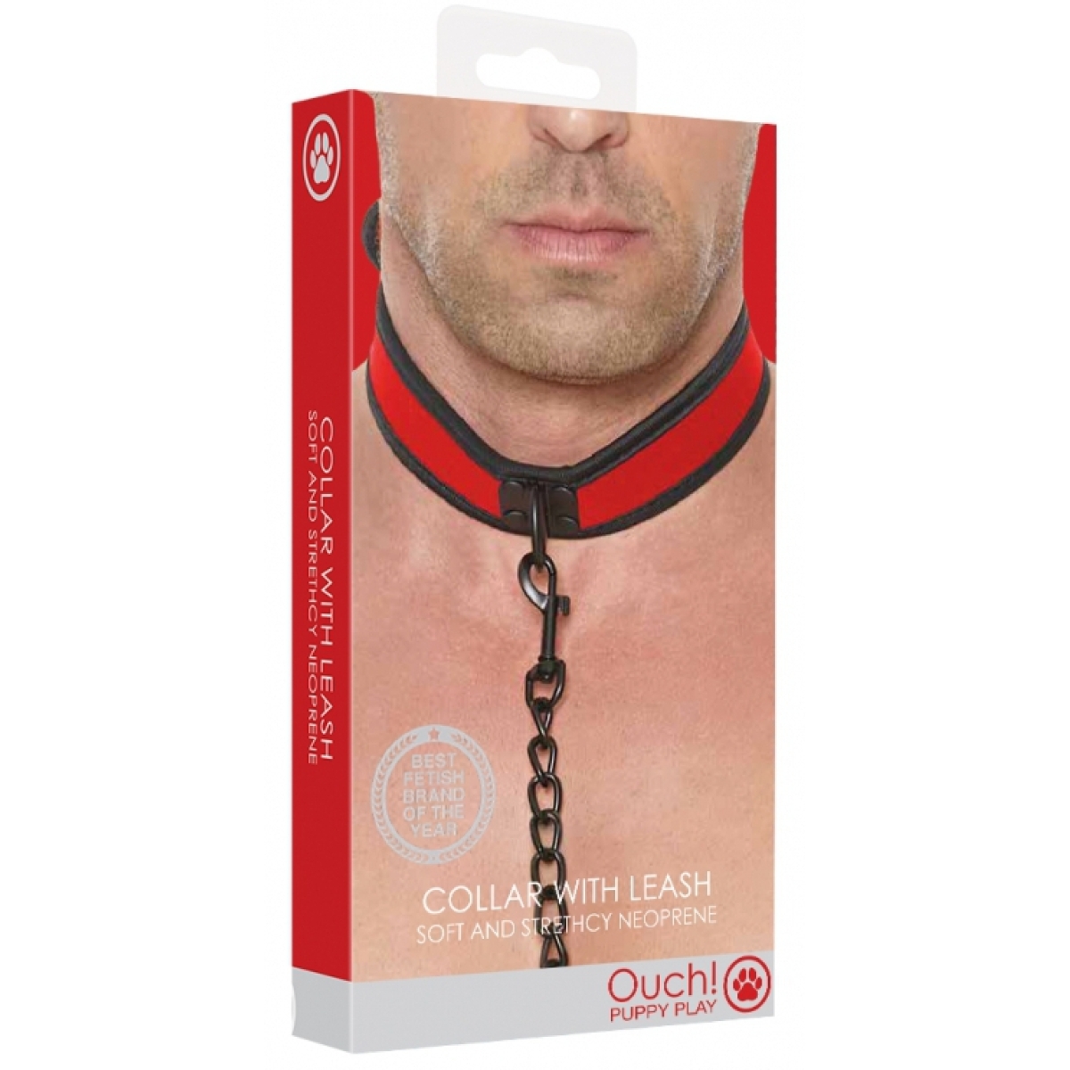 collier neoprene ouch puppy rouge 1