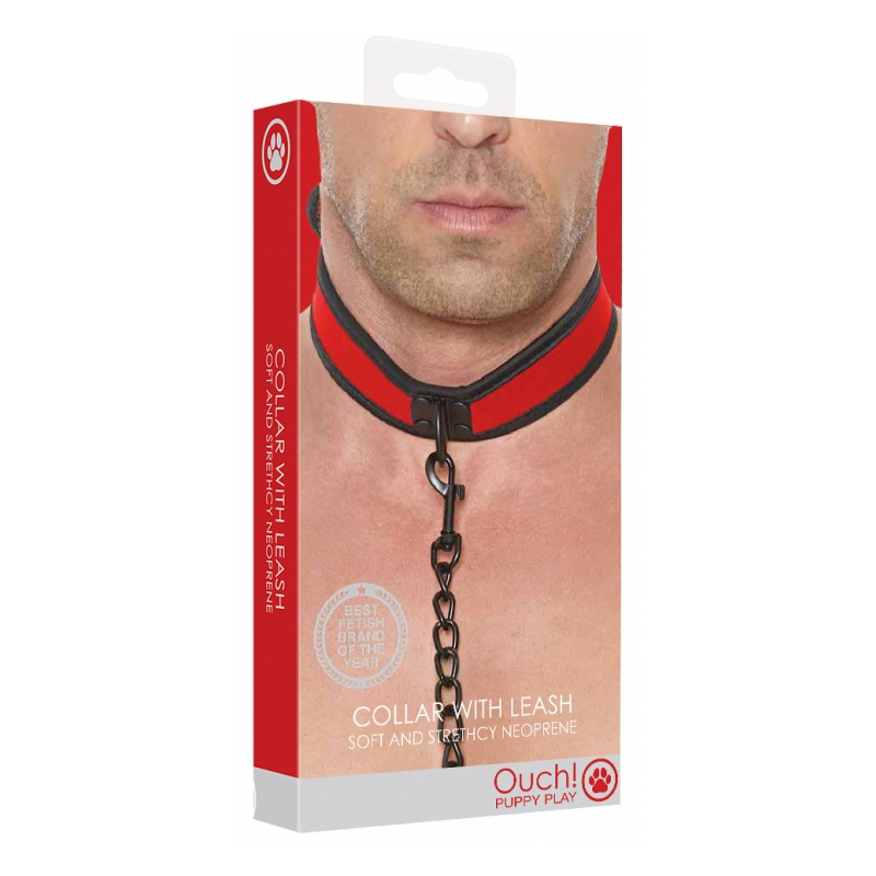 collier neoprene ouch puppy rouge 1
