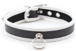 collier o ring simili noir blanc