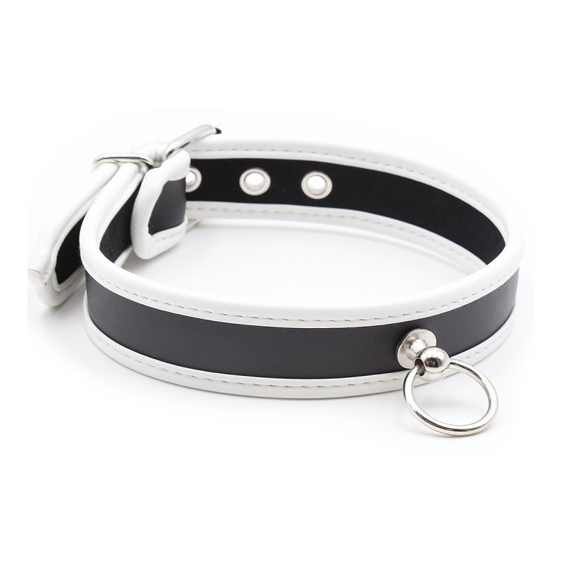 collier o ring simili noir blanc 2