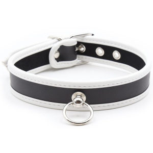 collier o ring simili noir blanc