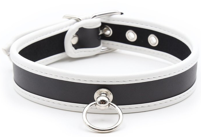 collier o ring simili noir blanc