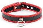 collier o ring simili noir rouge
