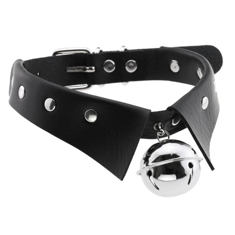 collier ras de cou avec grelot jing noir
