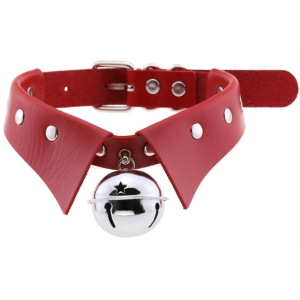 collier ras de cou avec grelot jing rouge