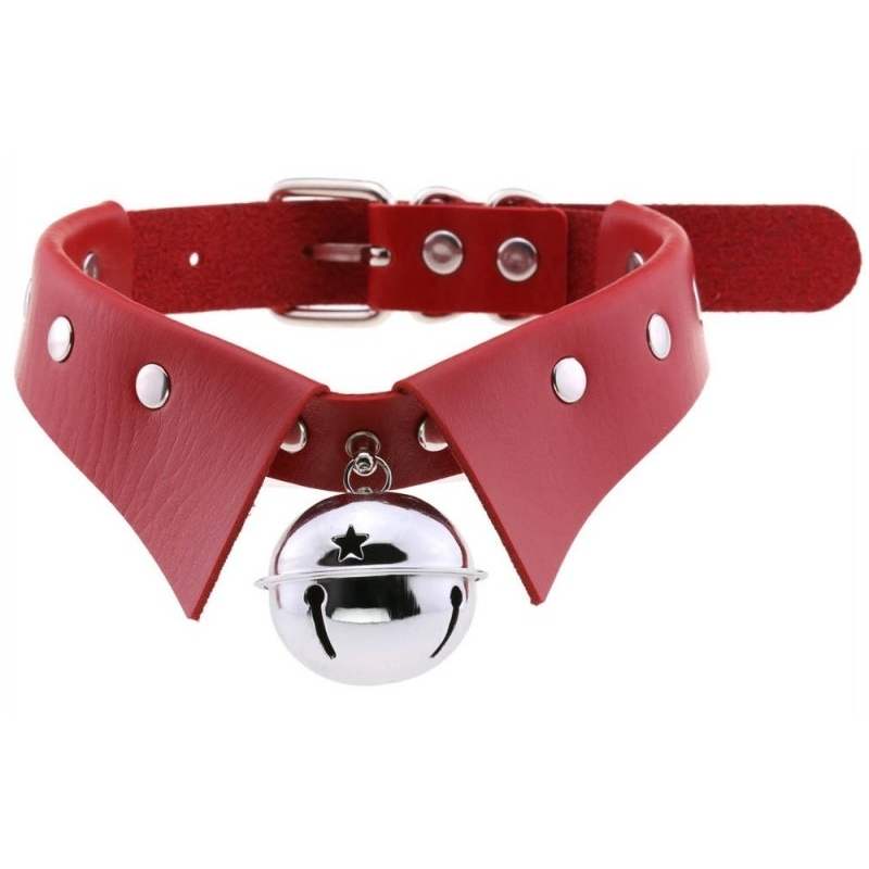 collier ras de cou avec grelot jing rouge