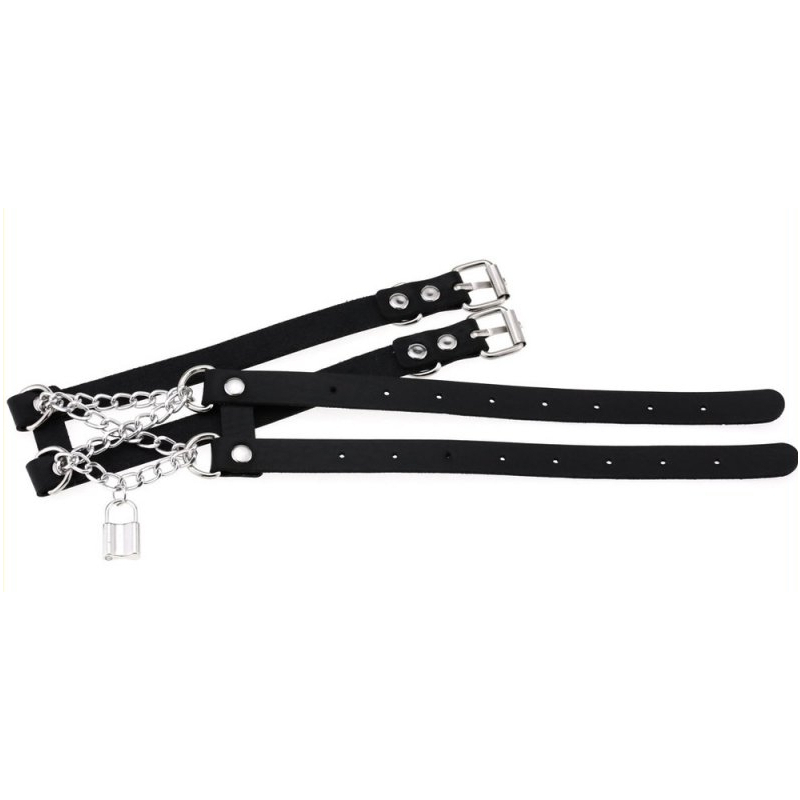 collier ras de cou pendant lock noir 2