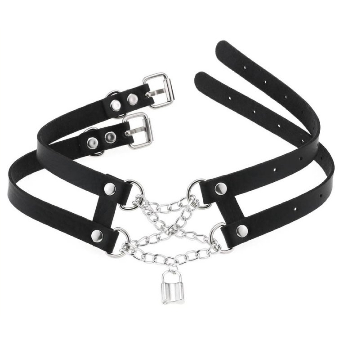 collier ras de cou pendant lock noir 4