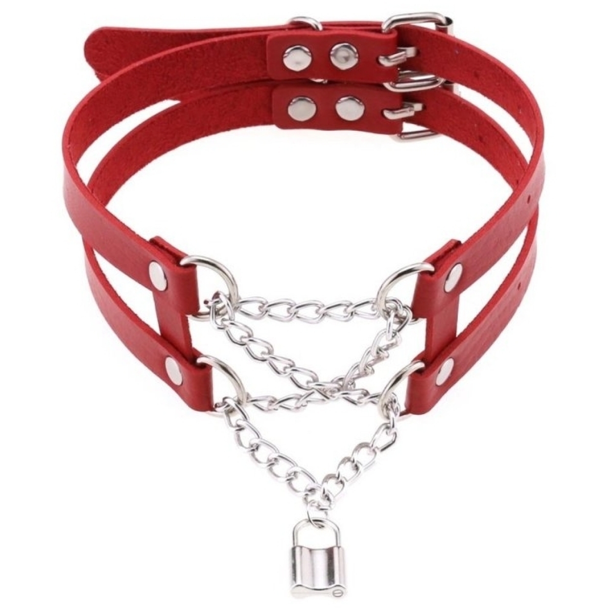 collier ras de cou pendant lock rouge 1