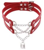 collier ras de cou pendant lock rouge 1