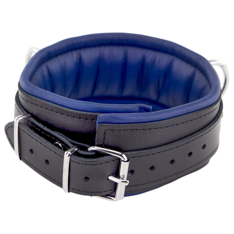 collier rembourre en cuir 3 anneaux d bleu 5