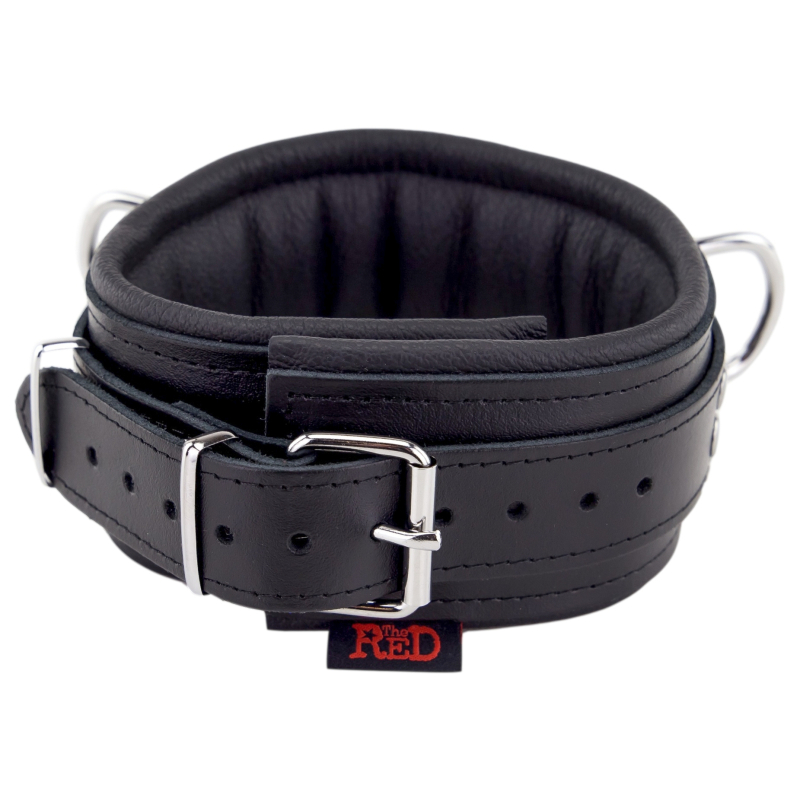 collier rembourre en cuir avec anneaux d noir 1 7