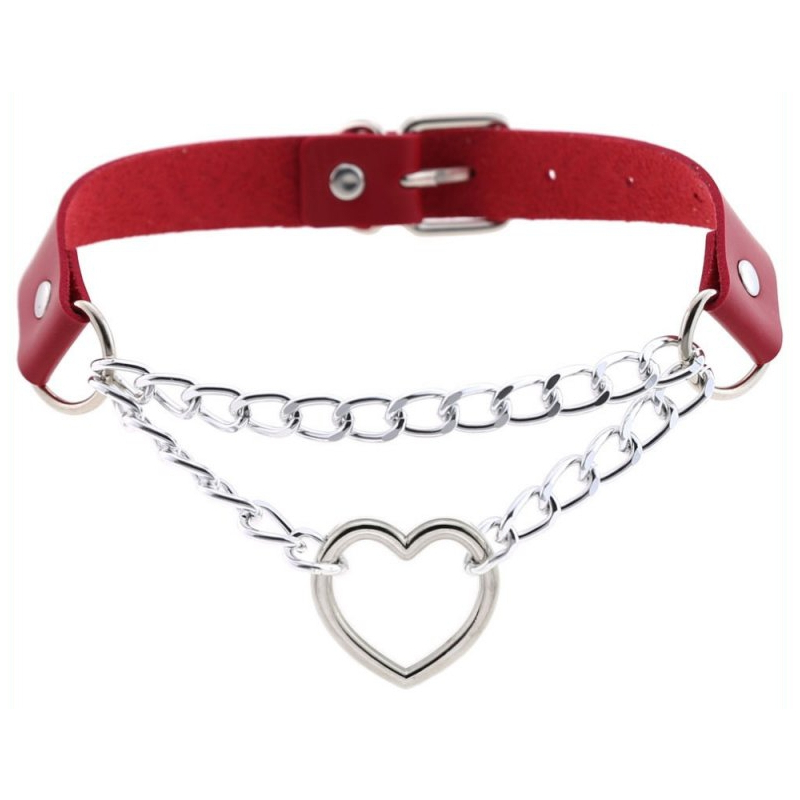 collier sexy heart chain rouge 1
